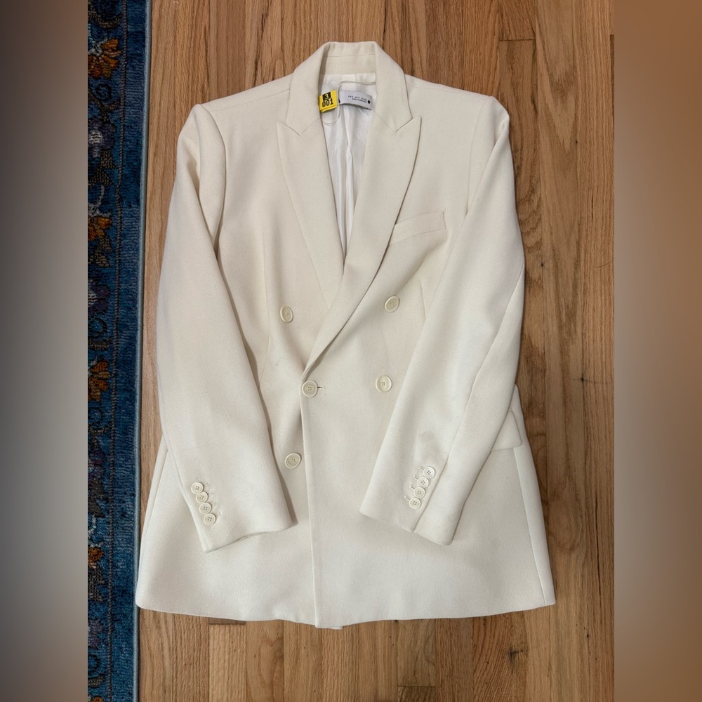 Zara oversized Cream Double-Breasted Blazer - Picture 4 of 7